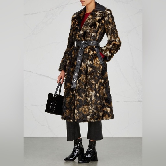 Helmut Lang Tortoise Jacquard Faux Fur Coat - Picture 5 of 11